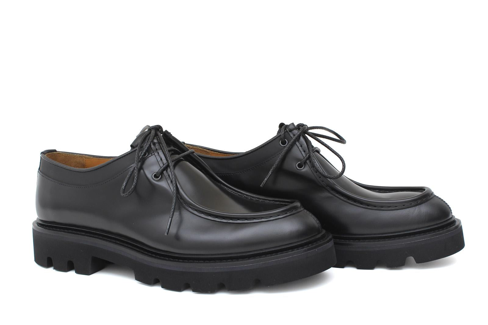 Stringata modello ingegnere in vitello spazzolato nero e fondo in gomma leggero 1252CNER 284 ROSSI 