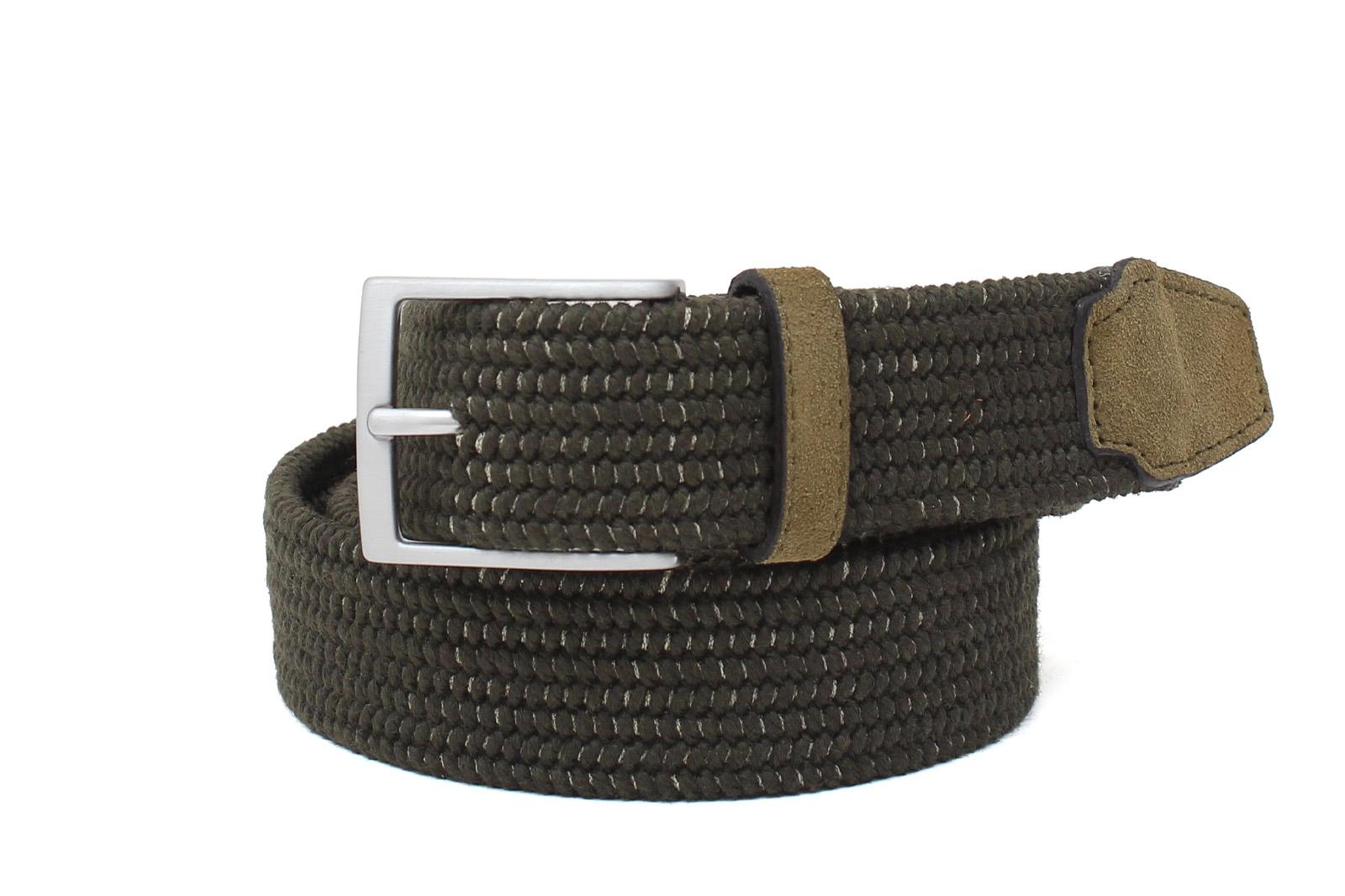 Cinta h35 con fibbia in nikel satinato con intreccio elasticizzato color verde INTRELAVER 127 ROSSI 