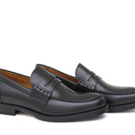Mocassino College stile inglese in vitello spazzolato nero e fondo in cuoio 1/2 gomma 5316VCN 228 ROSSI 