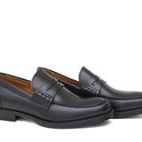 Mocassino College stile inglese in vitello spazzolato nero e fondo in cuoio 1/2 gomma 5316VCN 228 ROSSI 