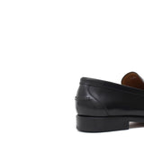 Mocassino sfoderato in vitello spazzolato nero  con fondo in cuoio antiscivolo cucito blake 7635CNE 502 ROSSI 