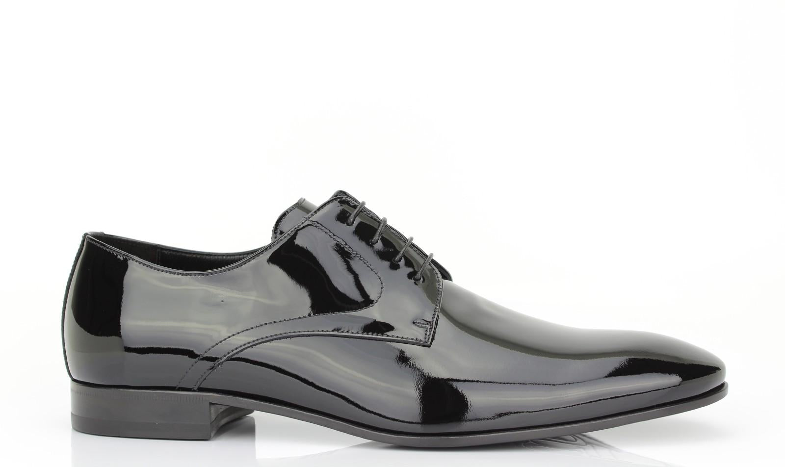 Derby in vernice nera con fondo in cuoio 5560VERNER 205 ROSSI 