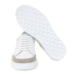 Sneaker in vitello bianco con riporto in camoscio roccia e fondo in gomma leggera 1017FLOR 230  UN ROSSI 