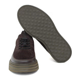 Sneakers streach in pelle e camoscio testa di moro con fondo gomma leggera 1291POLTM 150 ROSSI 