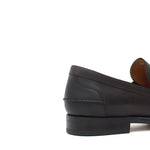 Mocassino College stile inglese in vitello naturale testa di moro con  fondo cuoio mezza gomma 5316CSMOK 212 ROSSI 