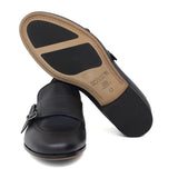 Doppia fibbia a sacchetto intero in vitello naturale blu sfumato e fondo in cuoio antiscivolo cucito blake 267DIXBLU 631 ROSSI 