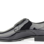Derby in vernice blu con fondo in cuoio 7608VBLU 192  UN ROSSI 