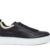 Sneakers in vitello nero con riporto in beige e fondo in gomma 872LPOLNE 1000 ROSSI 