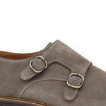 Monkstrap in camoscio color tortora con fondo in gomma poraosa cucita 8707FLOC 48 ROSSI 