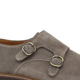 Monkstrap in camoscio color tortora con fondo in gomma poraosa cucita 8707FLOC 48 ROSSI 