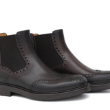 Stivaletto con elastico stile inglese in vitello anticato testa di moro e fondo in gomma 166PGBTM 517 ROSSI 