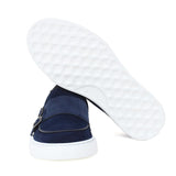 Slip on doppia fibbia in camoscio navy con fondo in gomma leggera 803SAFOLTR 65 ROSSI 
