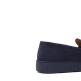 Slip-on in camoscio blu con fondo in gomma cucito 645FBLU 56 ROSSI 