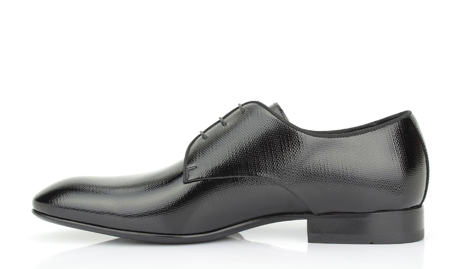 Derby in vernice nera stampata Mag con fondo in cuoio 7621SMAGNE 421 ROSSI 