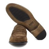 Mocassino in camoscio marrone con fondo in gomma cucita 9612GTF 371 ROSSI 
