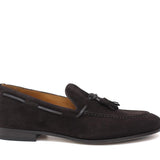 Mocassino a sacchetto intero in camoscio testa di moro e fondo in cuoio antiscivolo cucito blake 266FCORV 1026 ROSSI 