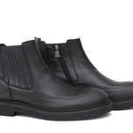 Stivaletto con zip interna ed elastico esterno in vitello liscio e bottalato nero con fondo gomma 855PZPN 426 ROSSI 