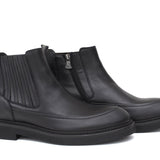 Stivaletto con zip interna ed elastico esterno in vitello liscio e bottalato nero con fondo gomma 855PZPN 426 ROSSI 