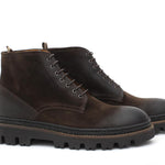 Stivaletto stringato in camoscio invecchiato testa di moro con fondo gomma roccia leggero 9199LPHSQ 110 ROSSI 