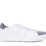 Sneaker in vitello bianco con riporti  in camoscio grigio e fondo in gomma leggera 234FPIOM 482  UN ROSSI 