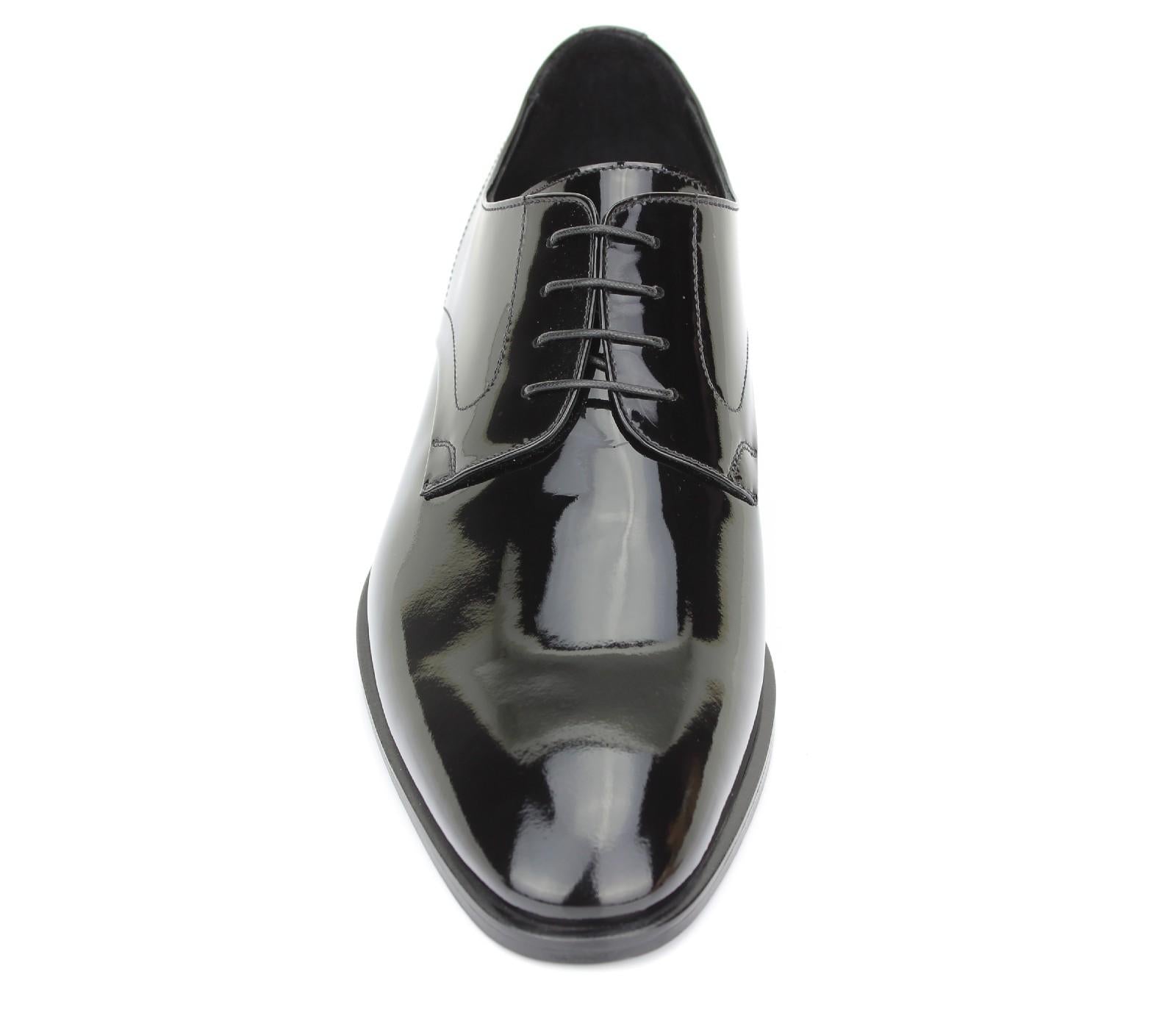 Derby in vernice nera con fondo in cuoio 8638VNER 389 ROSSI 