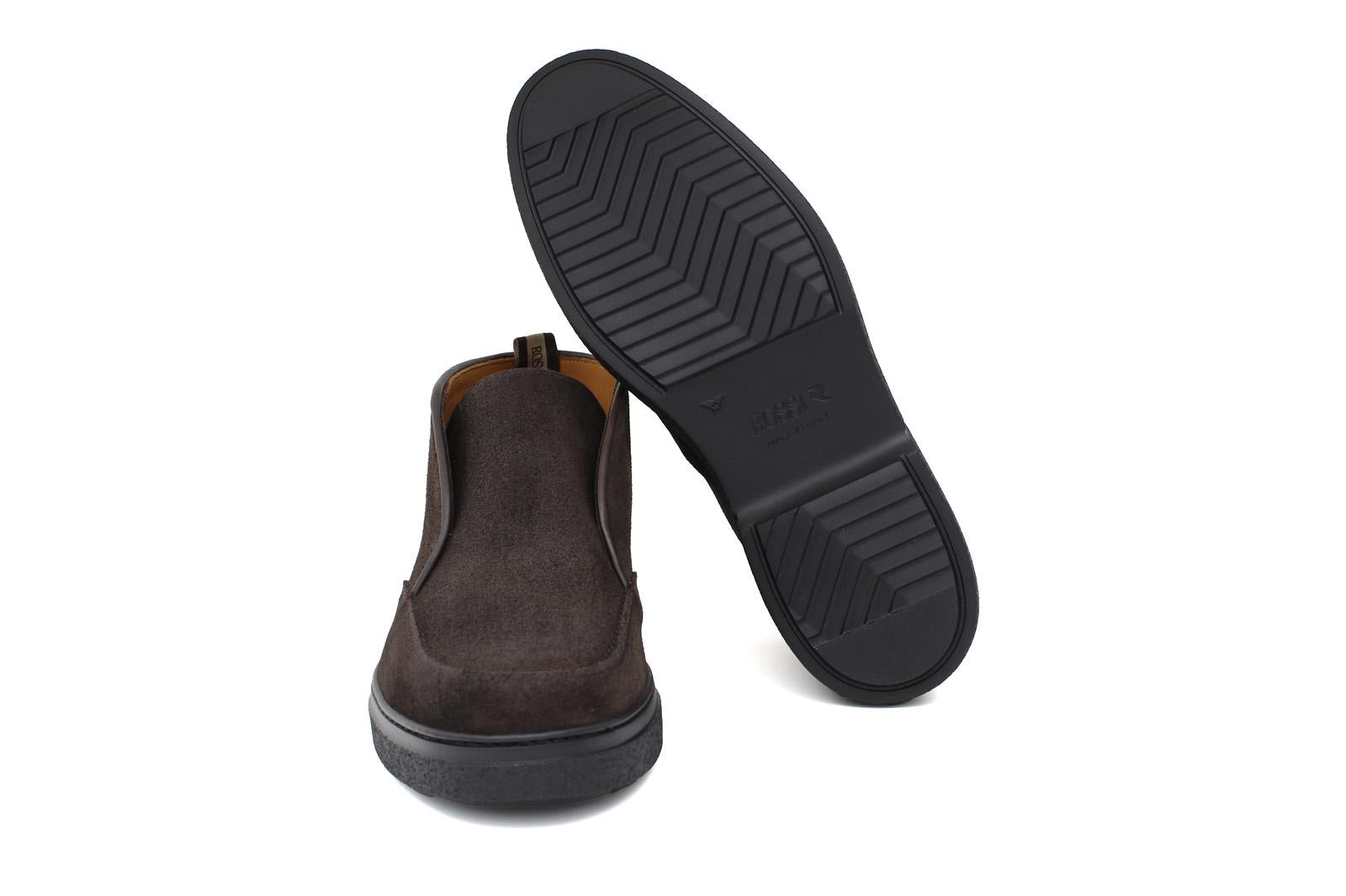 Polacchino con elastico centrale in camoscio ingrassato testa di moro e fondo gomma leggera 1238PHSMO 1058 ROSSI 