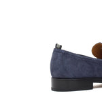 Mocassino in camoscio lavato navy  con fondo in cuoio antiscivolo lavato 1063VTZAF 14  UN ROSSI 