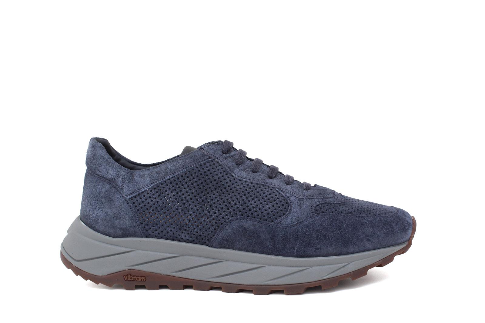 Sneaker  in camoscio traforato colore navy e fondo leggero Vibram 1010FLTZ 1102 ROSSI 