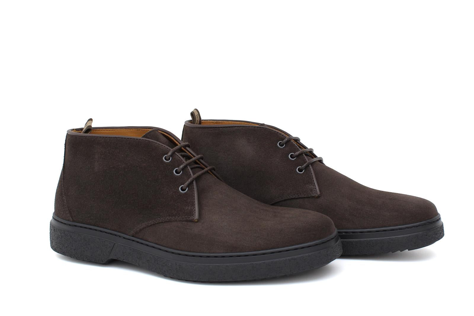 Polacchino stringato in camoscio ingrassato testa di moro e fondo gomma leggera 1250PHSMO 957 ROSSI 