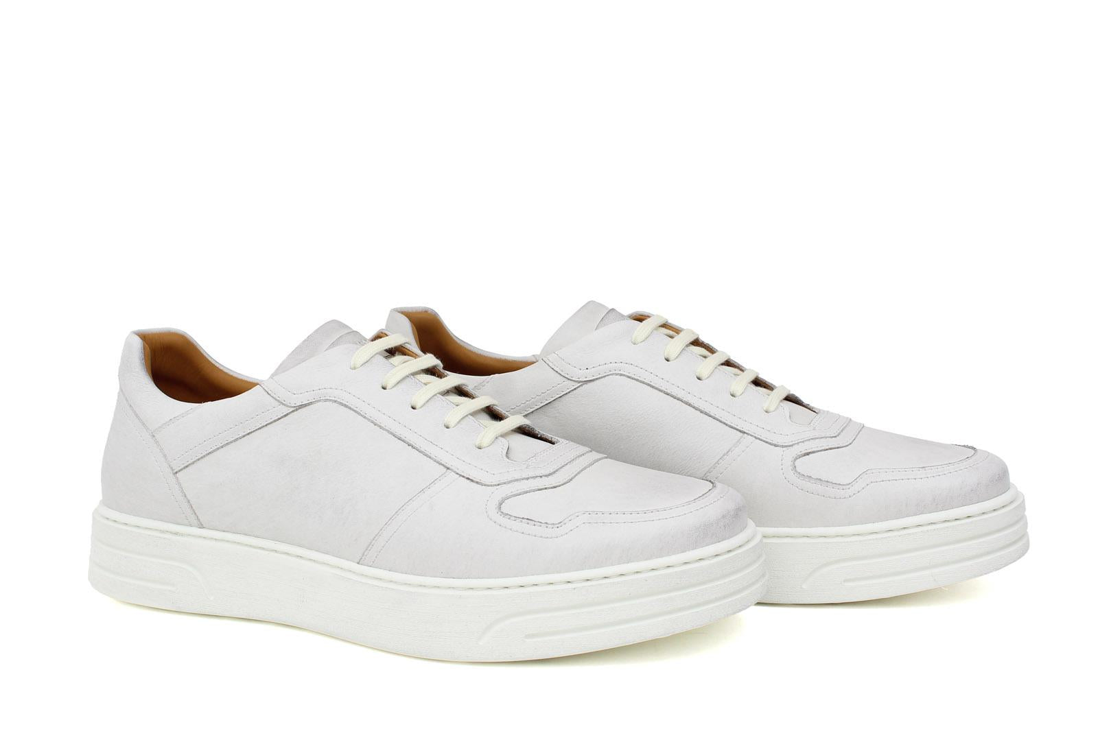 Sneakers in vitello naturale bianco antik e fondo in gomma leggera 1245CVAPAN 1066 ROSSI 