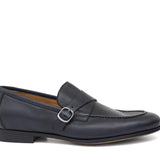 Mocassino lavorazione sacchetto in vitello naturale blu e fondo cuoio con inserto antiscivolo 1044DIXB 129 ROSSI 