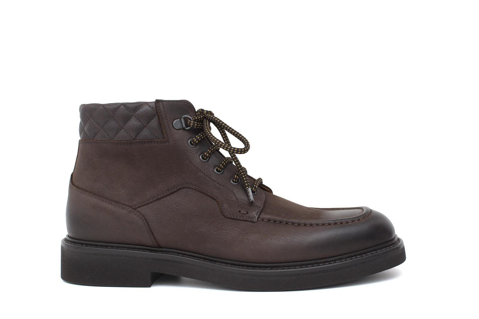 Stivaletto stringato in nabuk invecchiato testa di moro con fondo in gomma leggera 1202PRTM 1111 ROSSI 