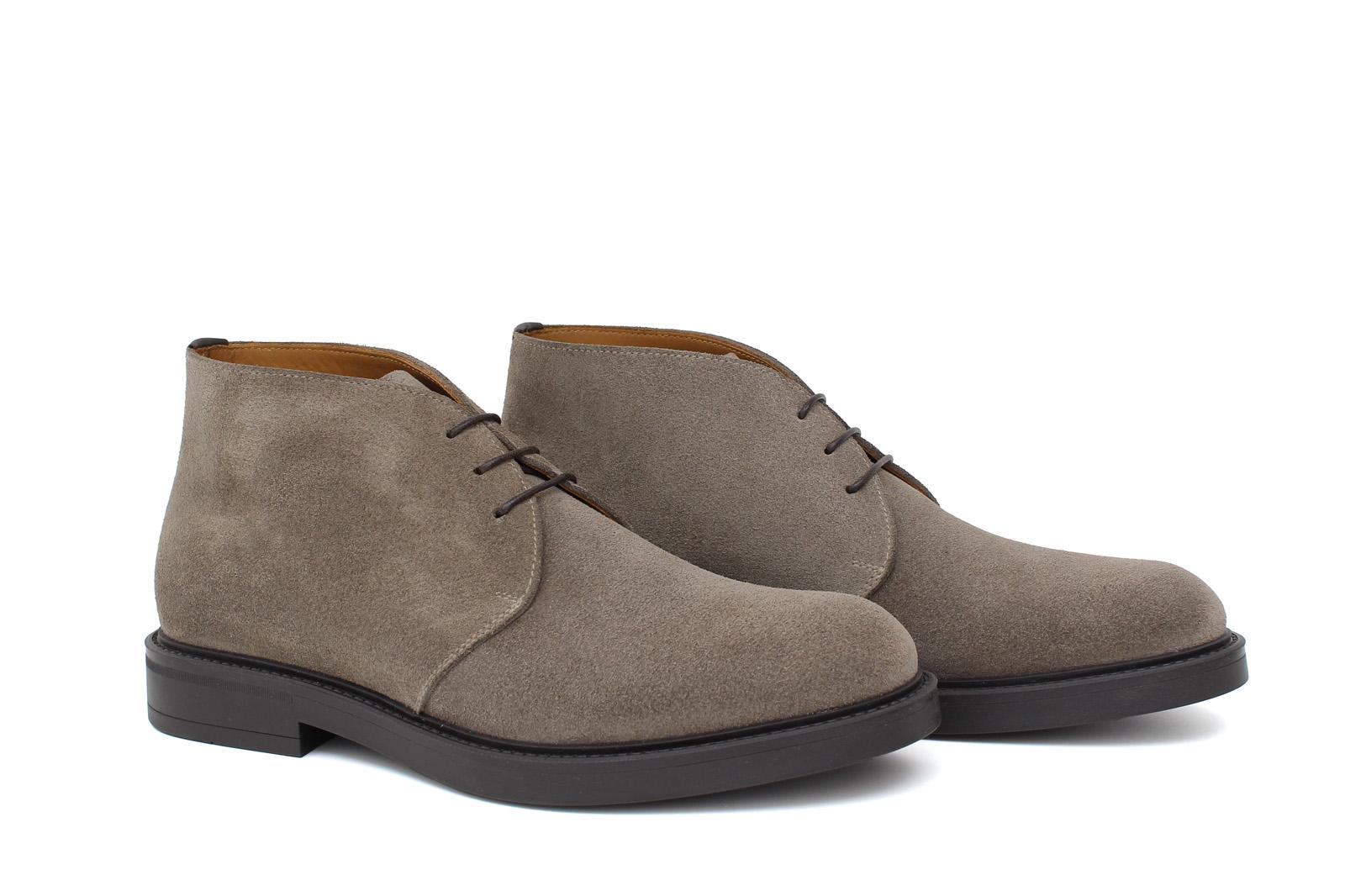 Polacchino stringato in camoscio color sabbia con fondo in gomma 084RHSBIS 150 ROSSI 