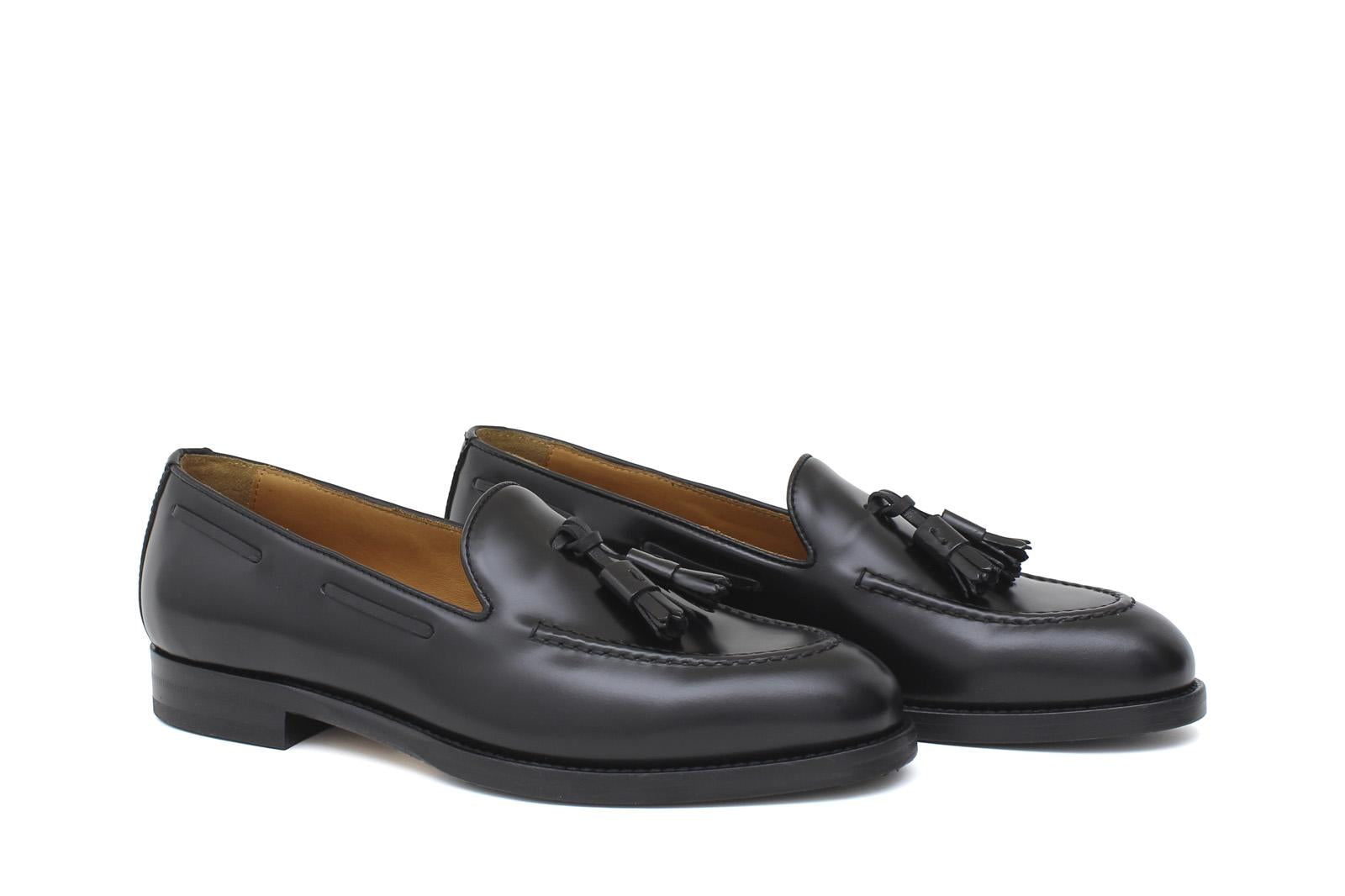 Mocassino donna con mappine in vitello spazzolato nero con fondo cuoio antiscivolo D204CNE 12 ROSSI 