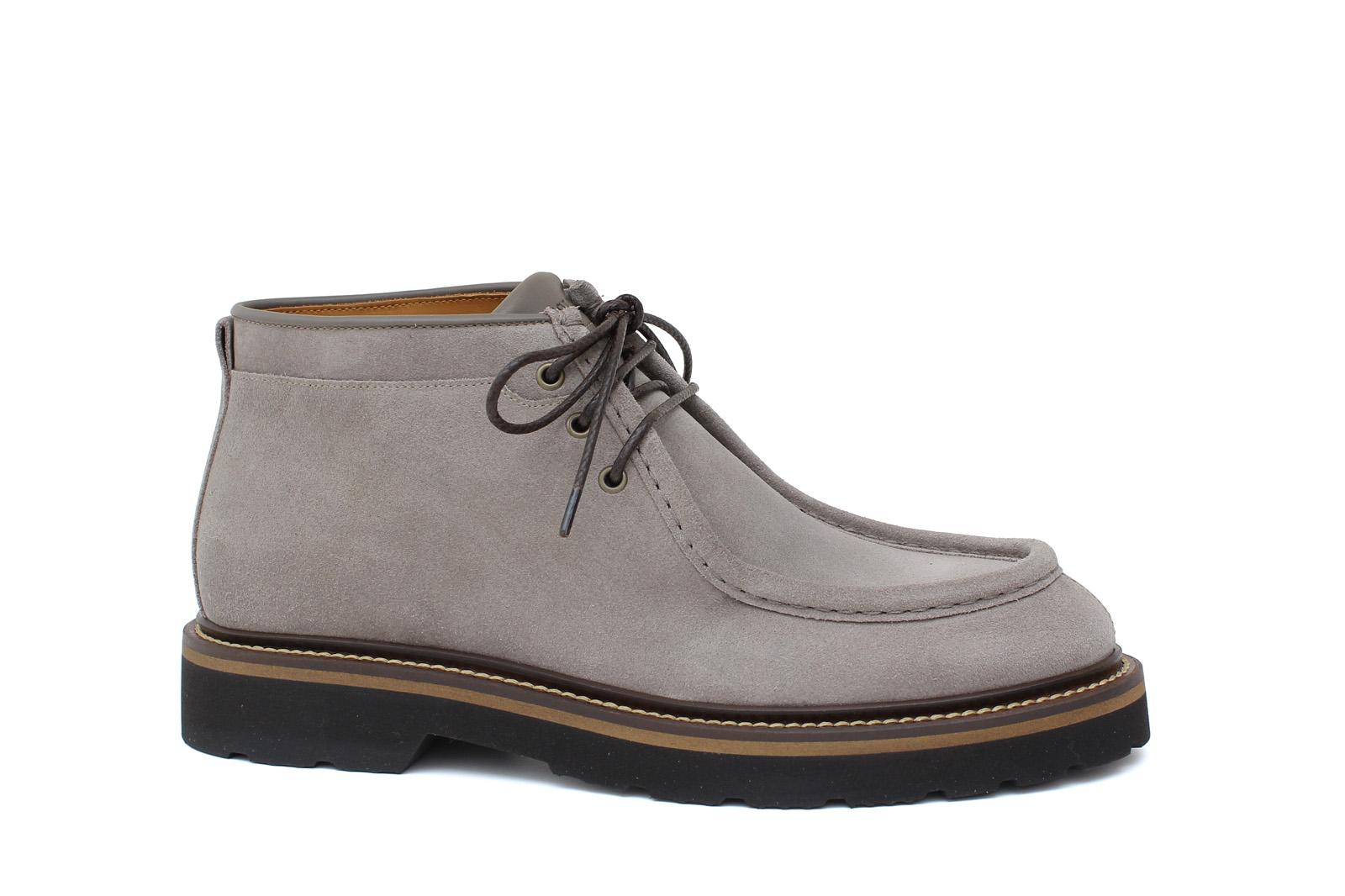 Polacchino stringato modello ingegnere in camoscio color roccia con fondo in gomma leggera 1253PCHSCLO 18 ROSSI 