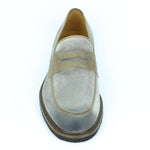 Mocassino in camoscio anticato color roccia con fondo in gomma leggera cucita 7631RUSCL 504 ROSSI 