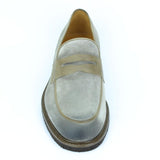 Mocassino in camoscio anticato color roccia con fondo in gomma leggera cucita 7631RUSCL 504 ROSSI 