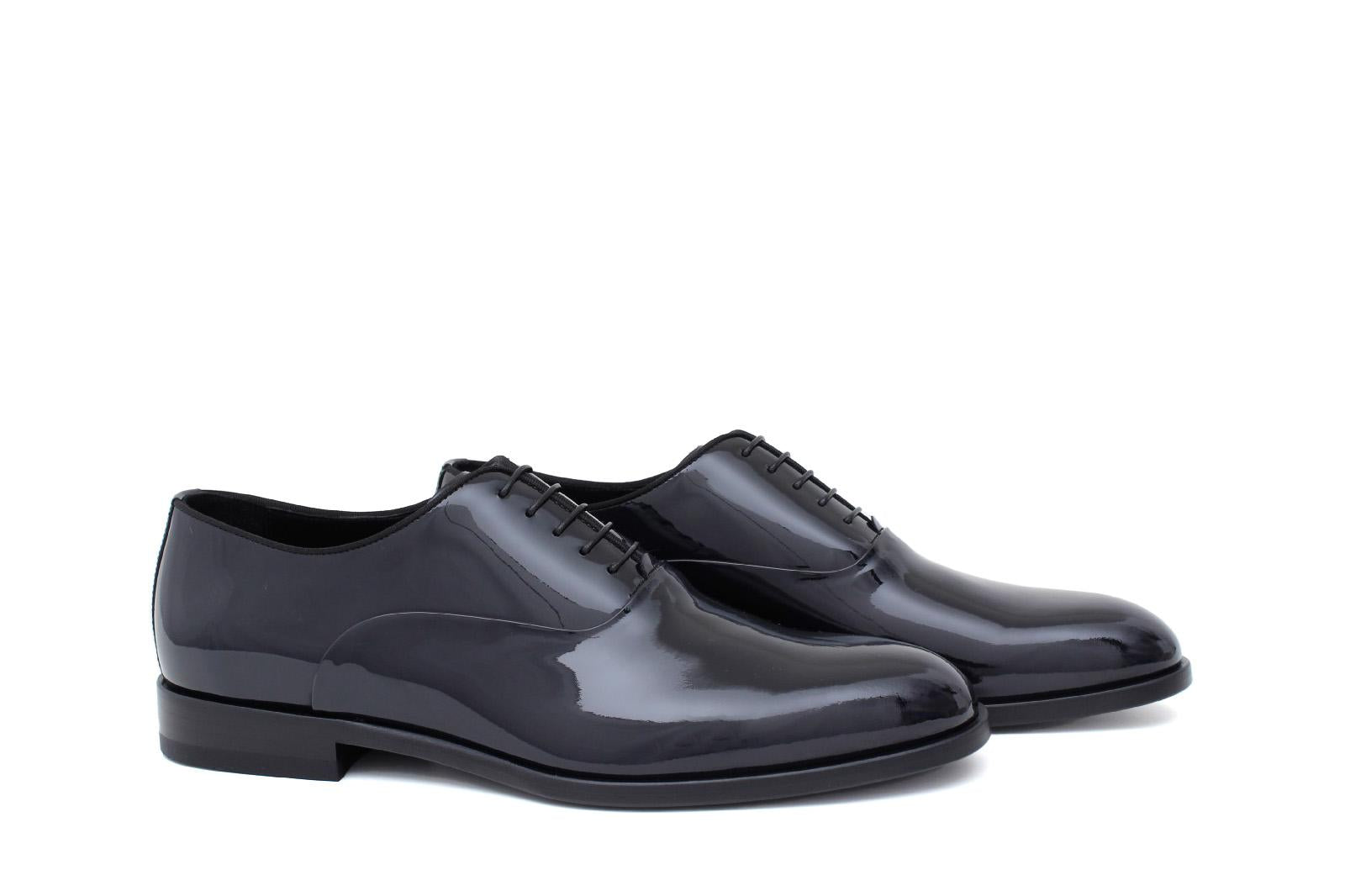 Francesina  in vernice blu  con  fondo in cuoio 607VBLU 987 ROSSI 