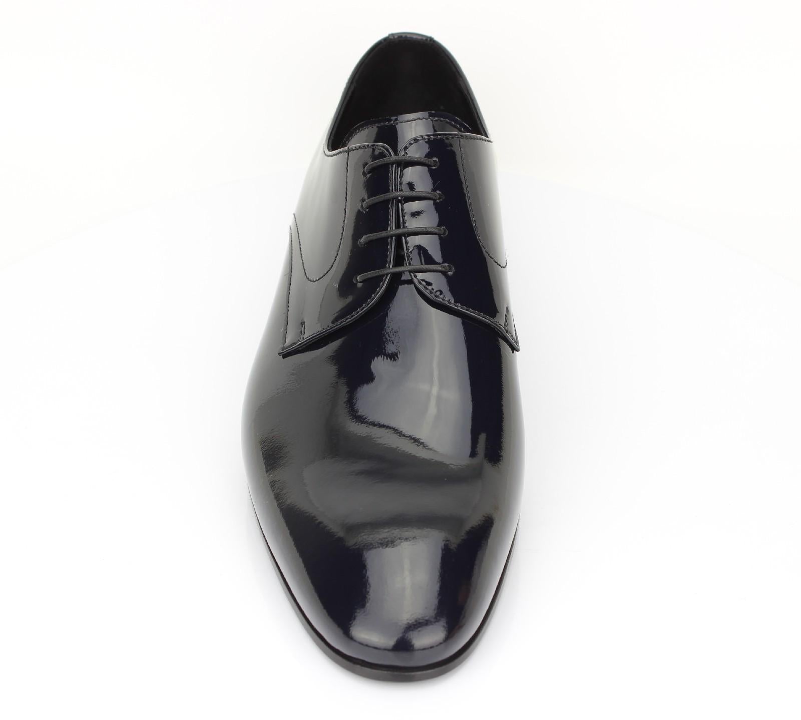 Derby in vernice blu con fondo cuoio 5560LVEPBLU 253 ROSSI 