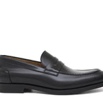 Mocassino sfoderato in vitello spazzolato nero con fondo in cuoio antiscivolo cucito blake 6651CAN 139 ROSSI 