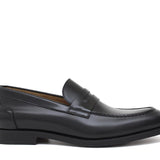 Mocassino sfoderato in vitello spazzolato nero con fondo in cuoio antiscivolo cucito blake 6651CAN 139 ROSSI 