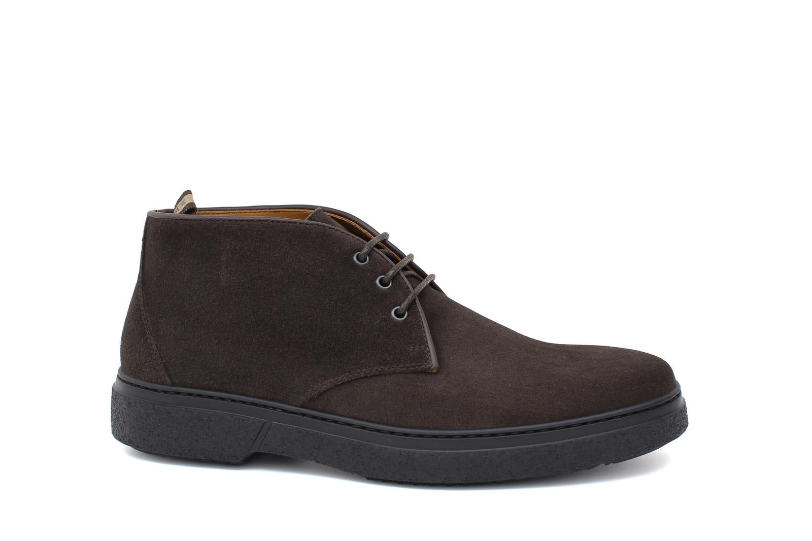 Polacchino stringato in camoscio ingrassato testa di moro e fondo gomma leggera 1250PHSMO 957 ROSSI 