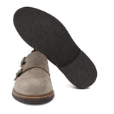 Monkstrap in camoscio color tortora con fondo in gomma poraosa cucita 8707FLOC 48 ROSSI 
