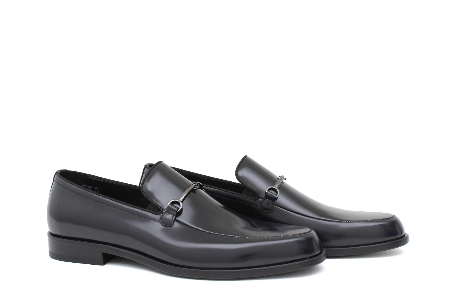Mocassino con accessorio in vitello spazzolato blu scuro con fondo in cuoio 621TBLU 55 ROSSI 