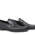 Mocassino con accessorio in vitello spazzolato blu scuro con fondo in cuoio 621TBLU 55 ROSSI 