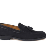 Mocassino con nappine in camoscio blu e fondo cuoio antiscivolo 7393CCRIB 211 ROSSI 