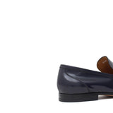 Mocassino con accessorio in vitello sfoderato blu con fondo in cuoio antiscivolo cucito blake 8681IABLU 373 ROSSI 