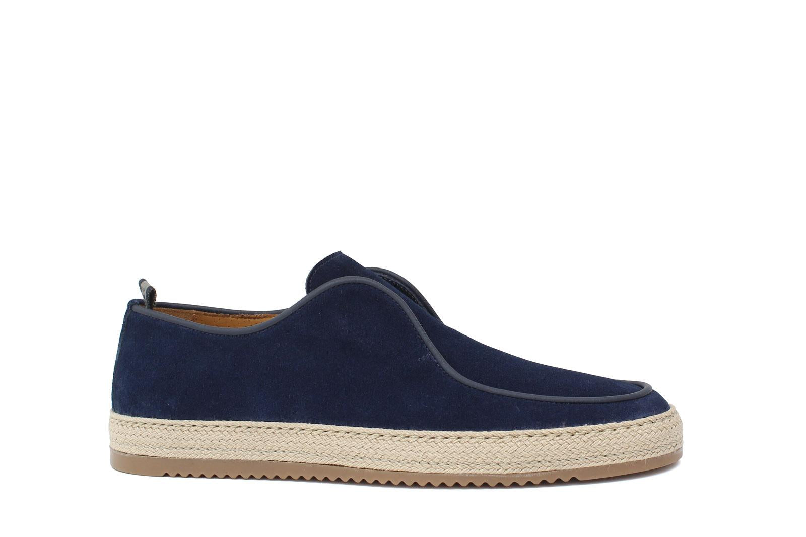 Slip on in camoscio color  navy con fondo in gomma intrecciato 1093FOLTR 629 ROSSI 