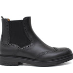 Stivaletto con elastico stile inglese in vitello a fiore nero  e fondo in gomma 166PGBN 994 ROSSI 