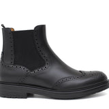 Stivaletto con elastico stile inglese in vitello a fiore nero  e fondo in gomma 166PGBN 994 ROSSI 